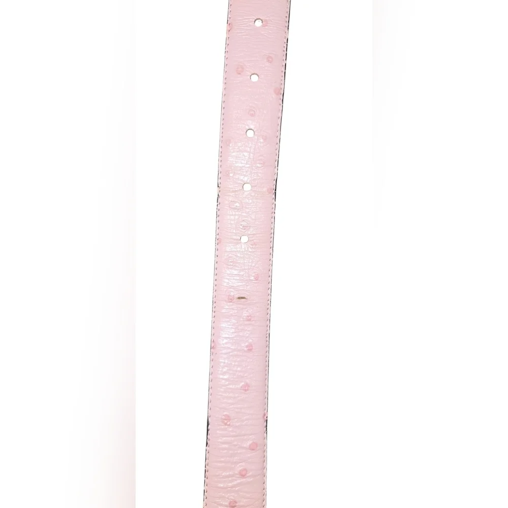 Belvedere 2001 Men's Rose Pink Exotic Ostrich Quill Belt